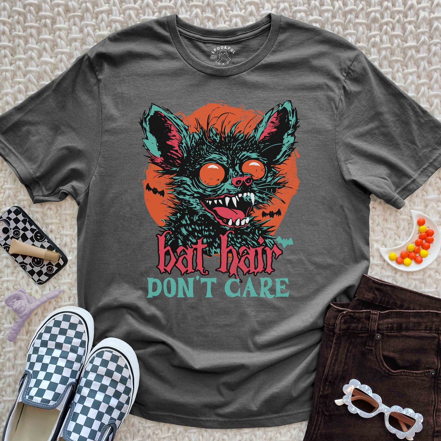 Bat Hair Don't Care Tee - Spooky Bat T-Shirt