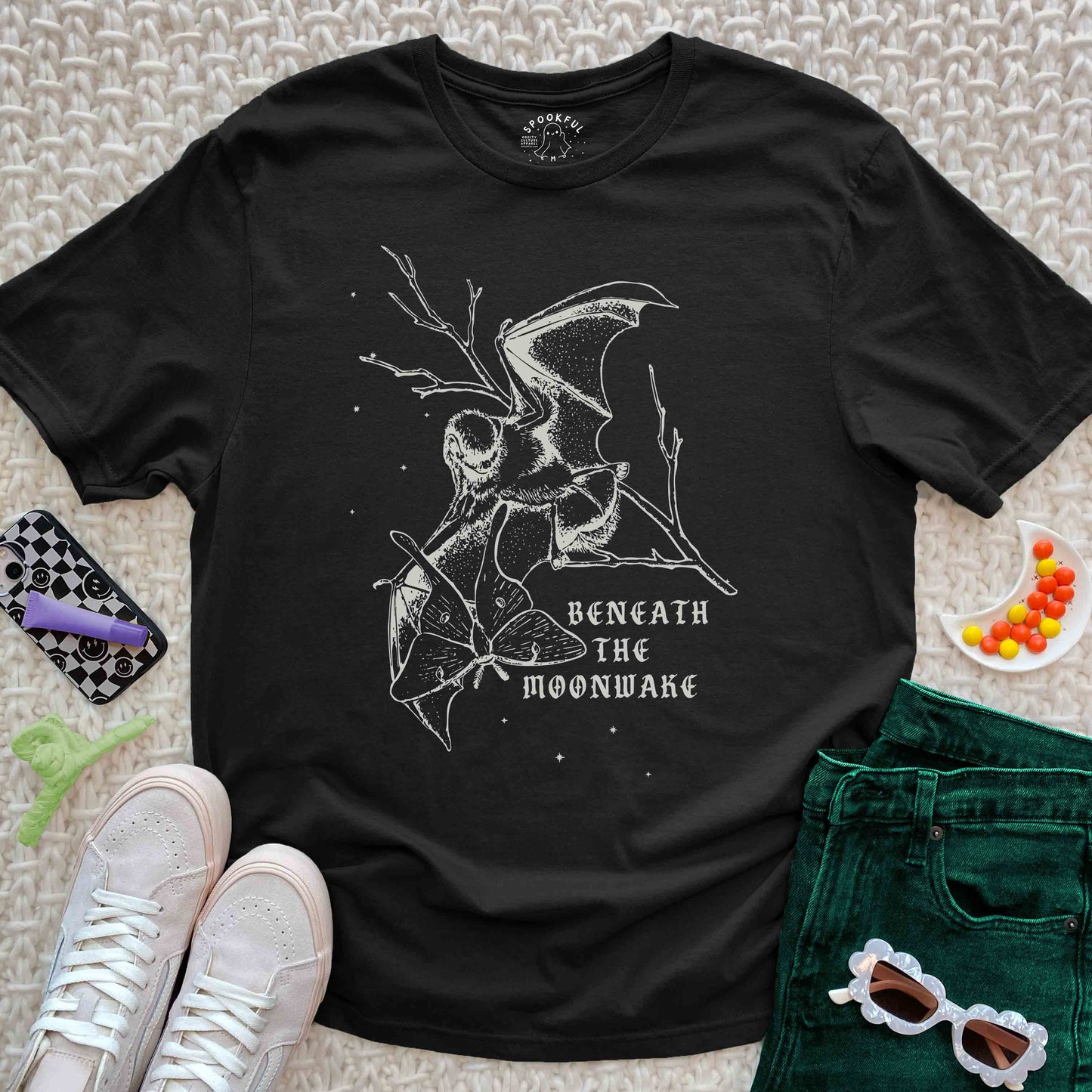 Beneath the Moonwake Tee - Moth and Bat T-Shirt