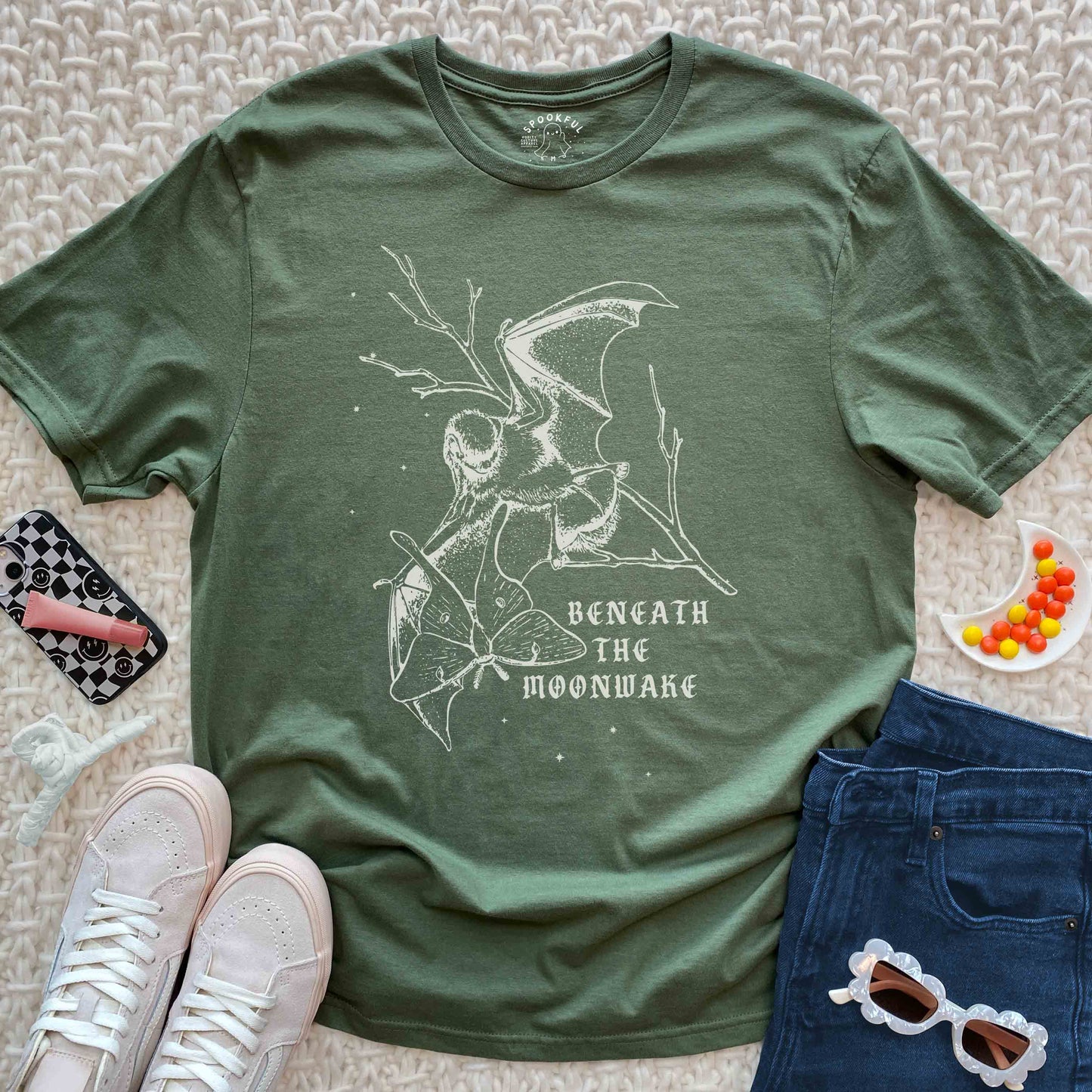 Beneath the Moonwake Tee - Moth and Bat T-Shirt