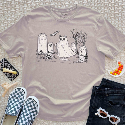 Feline Phantom Tee - Graveyard Cat T-Shirt