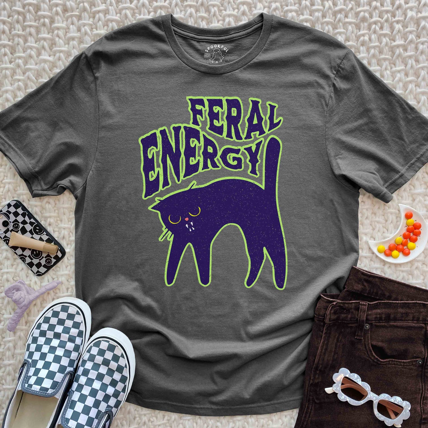 Feral Energy Tee - Spooky Cat T-Shirt