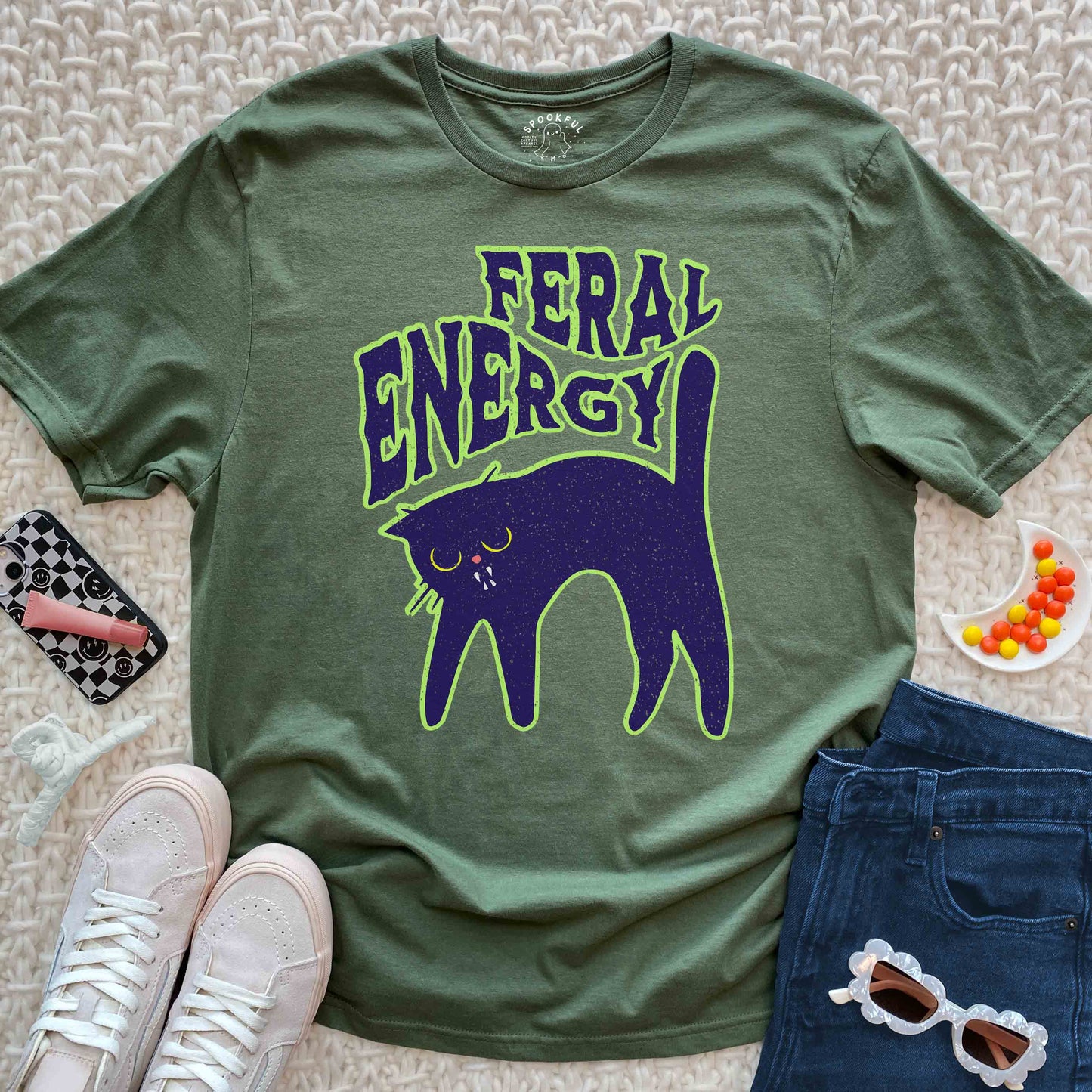 Feral Energy Tee - Spooky Cat T-Shirt