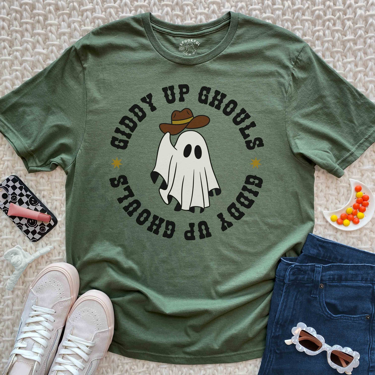 Giddy Up Ghouls Tee - Western Cowboy Ghost T-Shirt