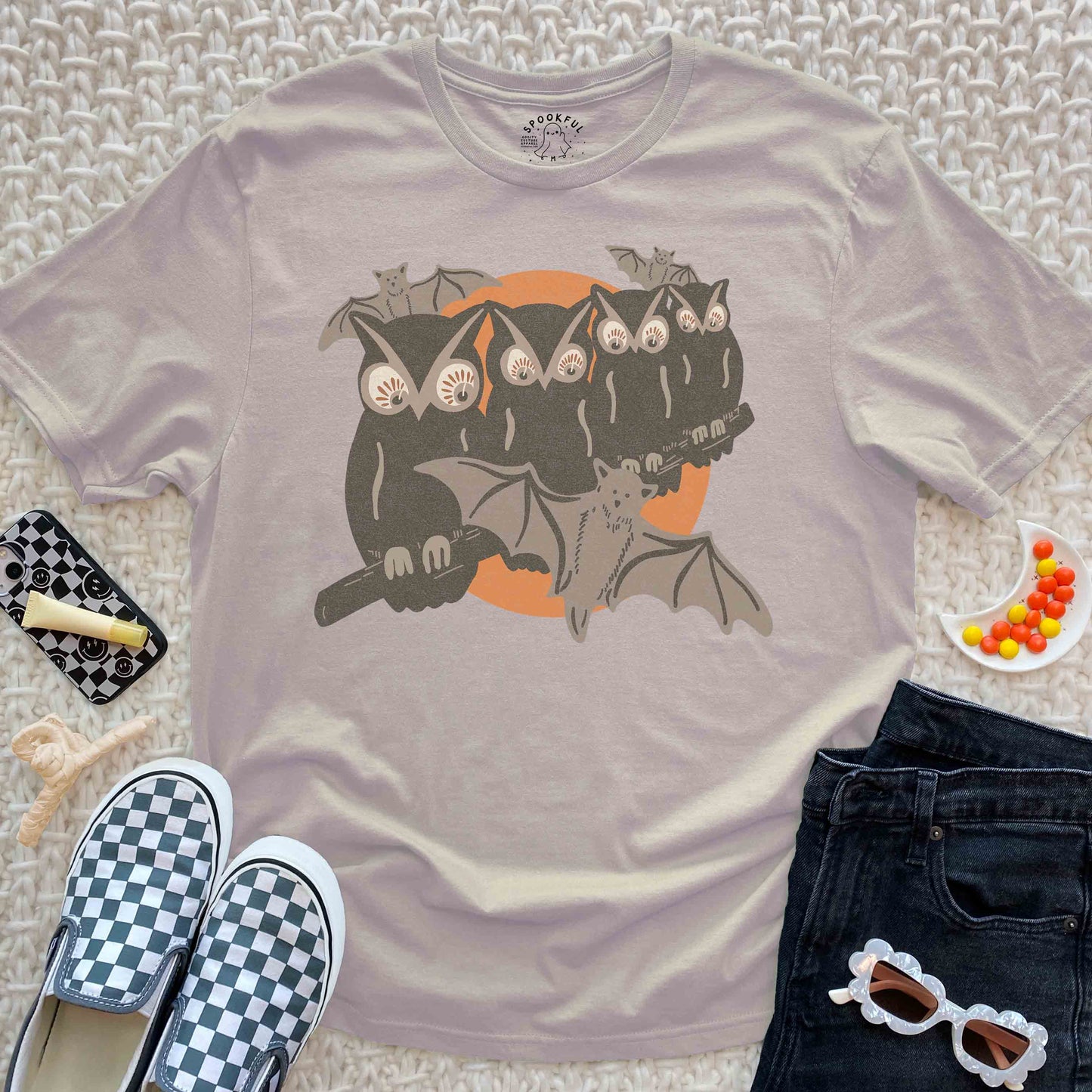 Gone Batty Tee - Retro Bat Owl T-Shirt