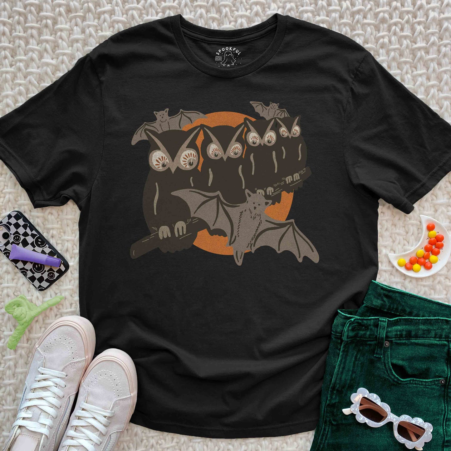 Gone Batty Tee - Retro Bat Owl T-Shirt