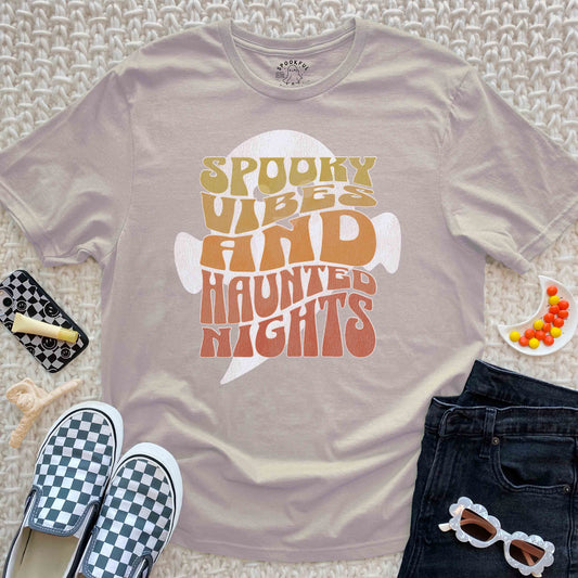 Haunted Nights Tee - Retro Halloween Spooky T-Shirt
