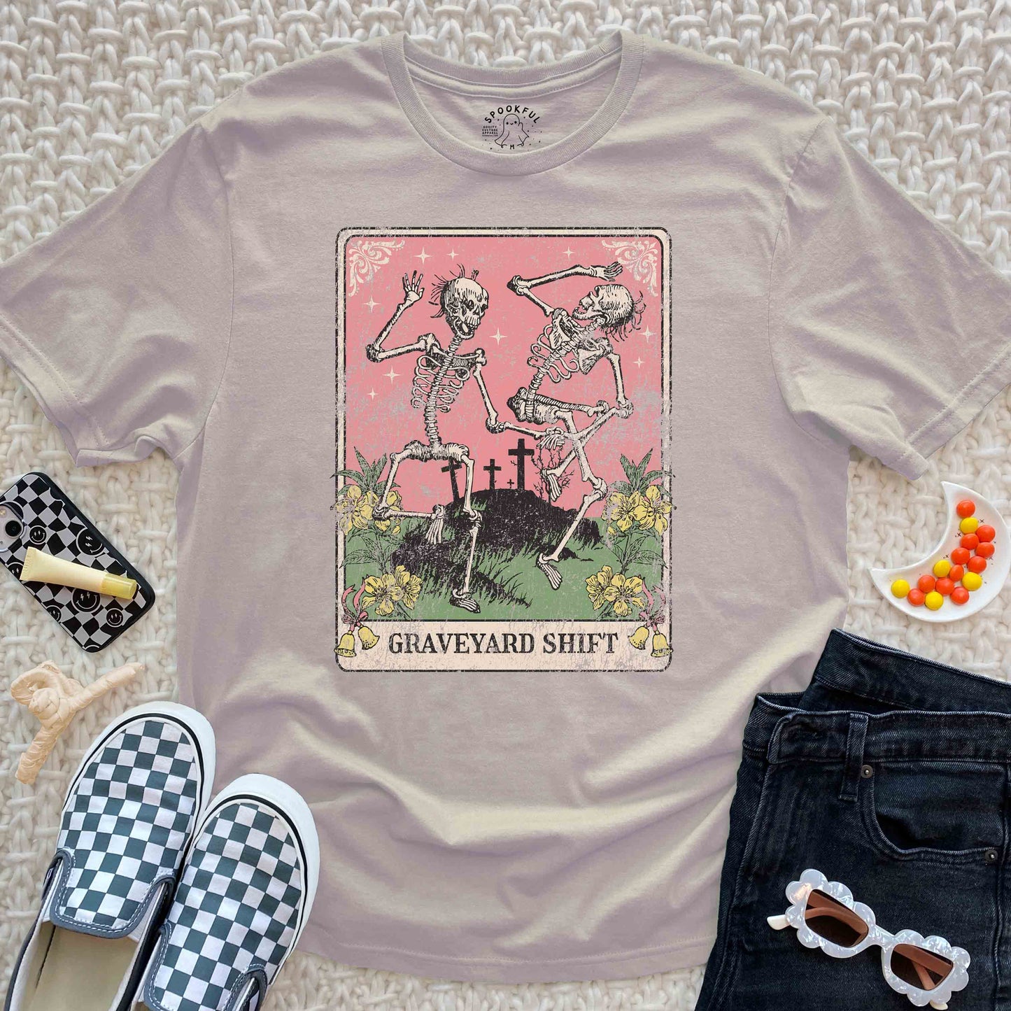 Graveyard Shift Tee - Tarot Dancing Skeleton T-Shirt