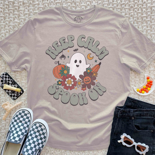Keep Calm Spook On Tee - Halloween Season Ghost T-Shirt