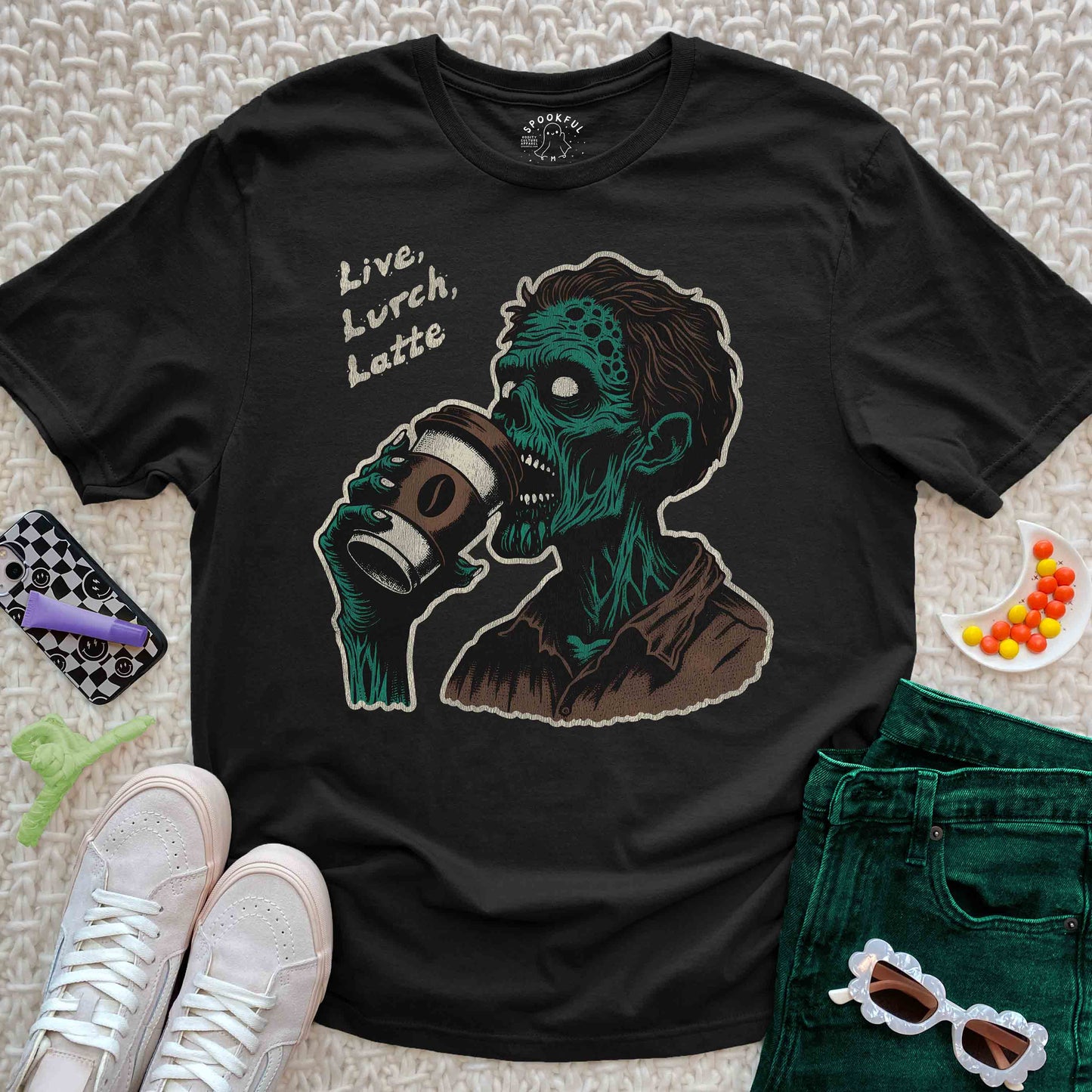 Live, Lurch, Latte Tee - Zombie Coffee Lover T-Shirt