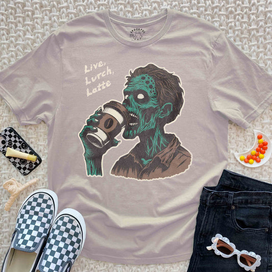 Live, Lurch, Latte Tee - Zombie Coffee Lover T-Shirt
