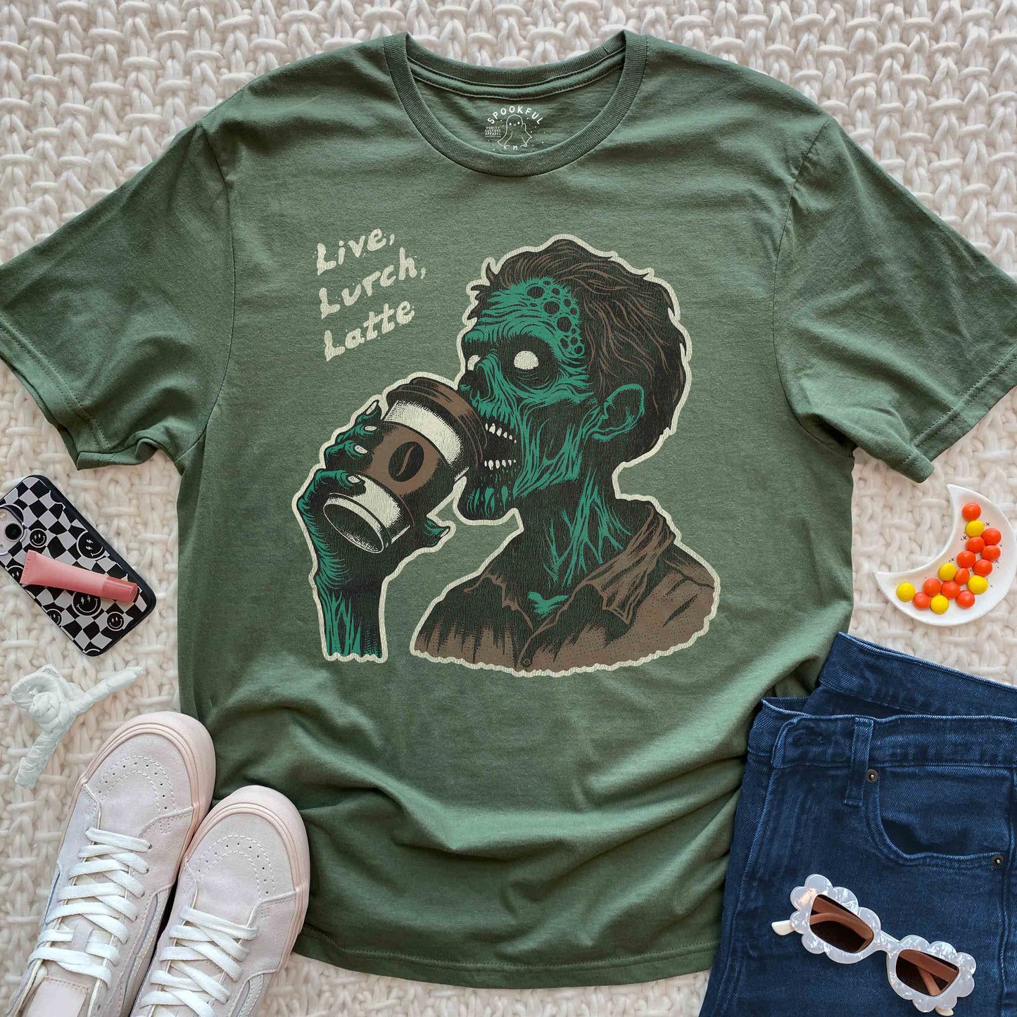 Live, Lurch, Latte Tee - Zombie Coffee Lover T-Shirt