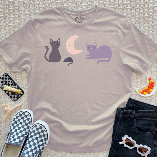 Moonbeam Meows Tee - Cat Mouse Moon T-Shirt