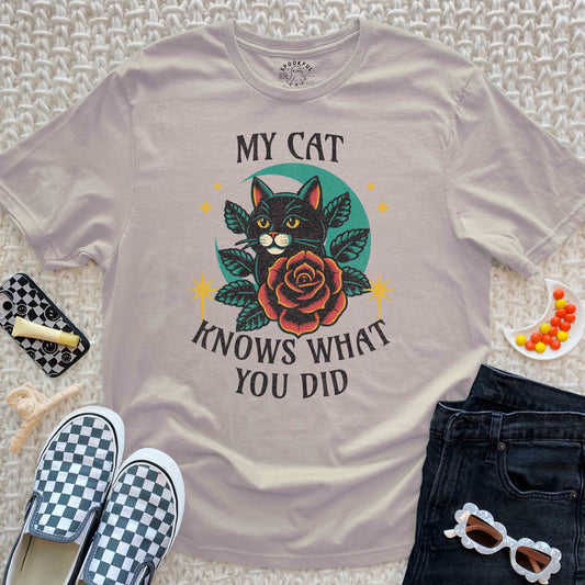 My Cat Knows Tee - Tattoo Style T-Shirt