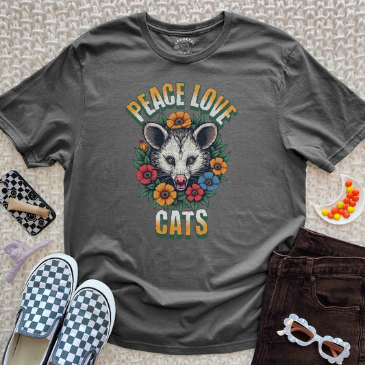Peace Love Cats Tee - Possum Floral T-Shirt