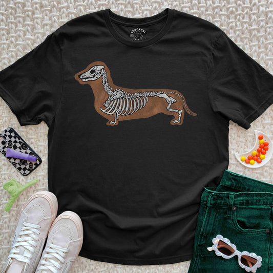 Skeleton Sausage Tee - Spooky Dachshund T-Shirt