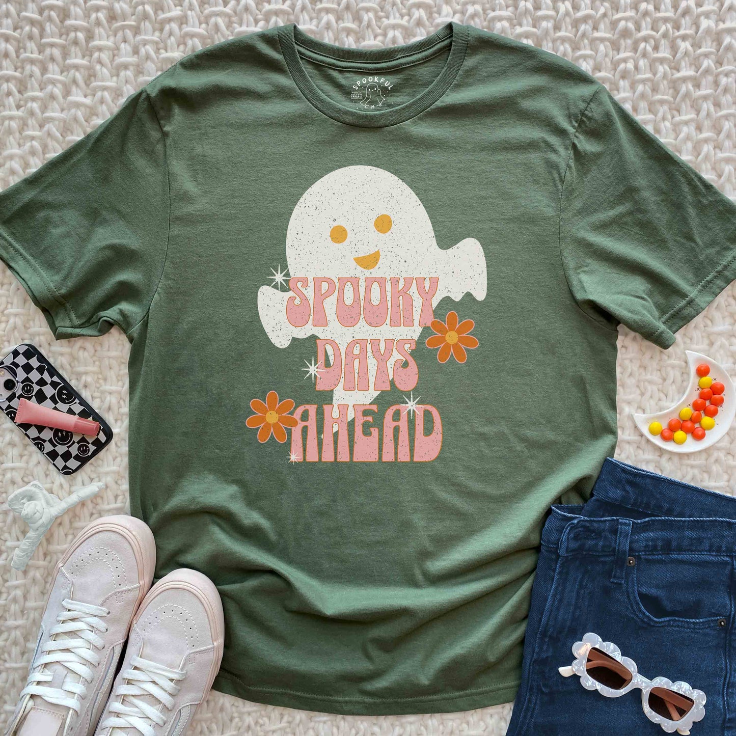 Spooky Days Ahead Tee - Retro Ghost T-Shirt