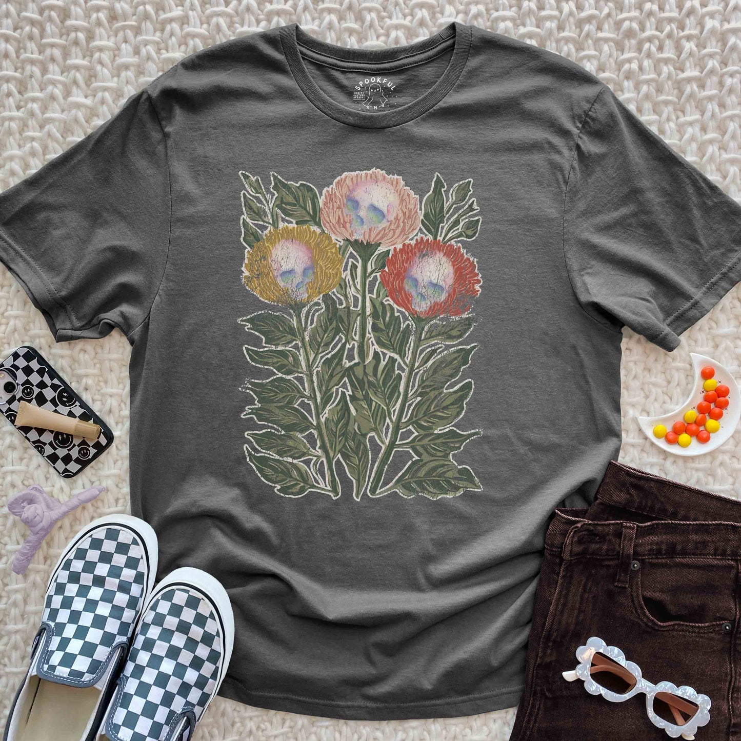 Spirit Blossoms Tee - Skull Flowers T-Shirt