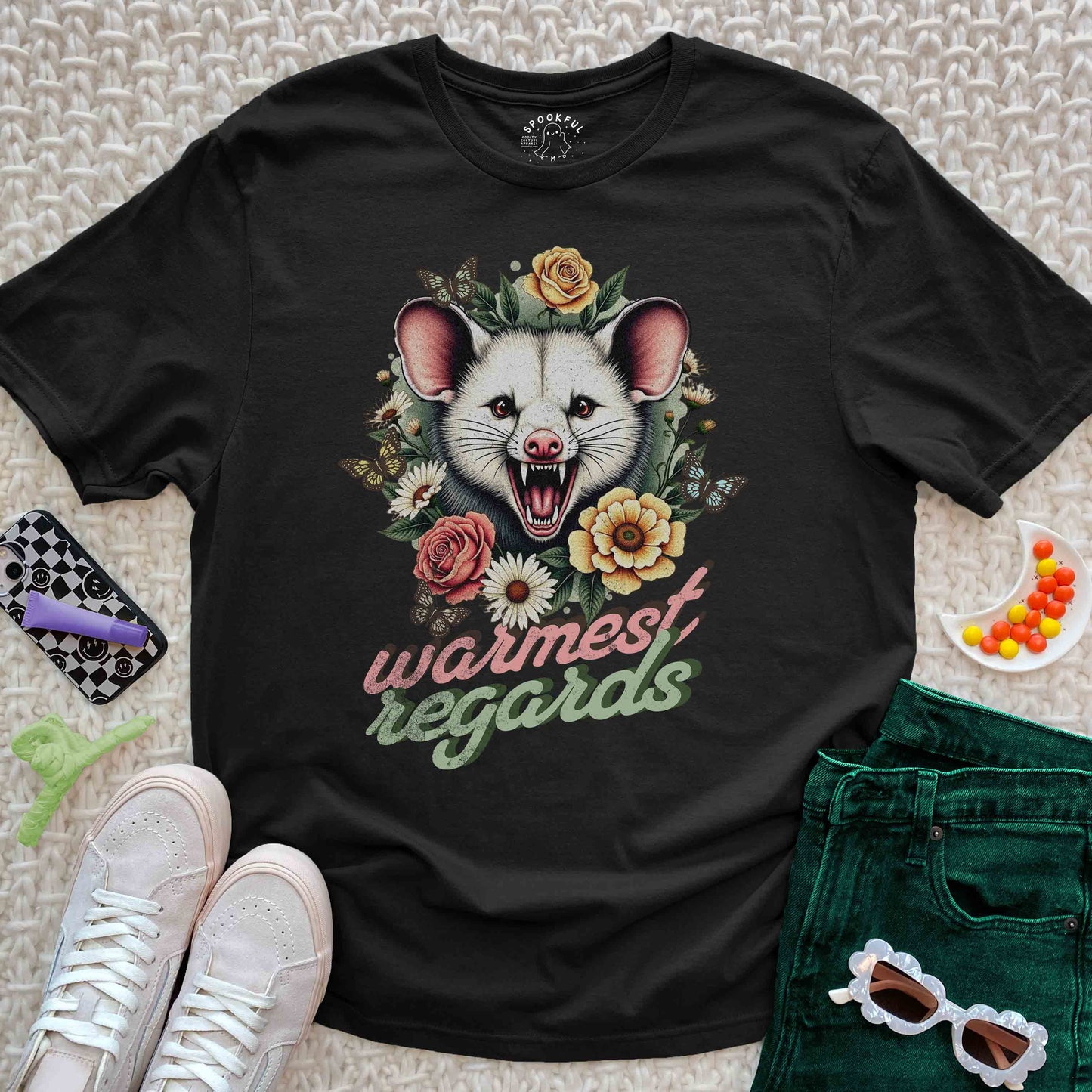 Warmest Regards Tee - Floral Possum T-Shirt