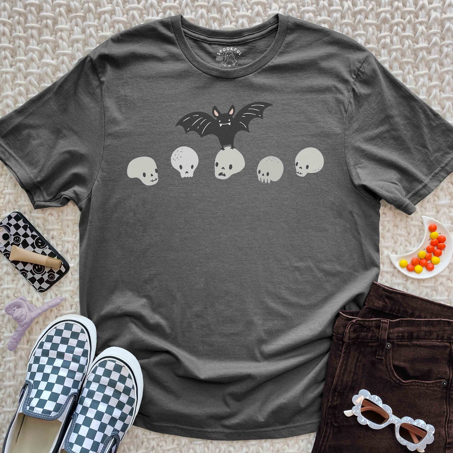 Bat Luck Tee - Spooky Skeleton T-Shirt
