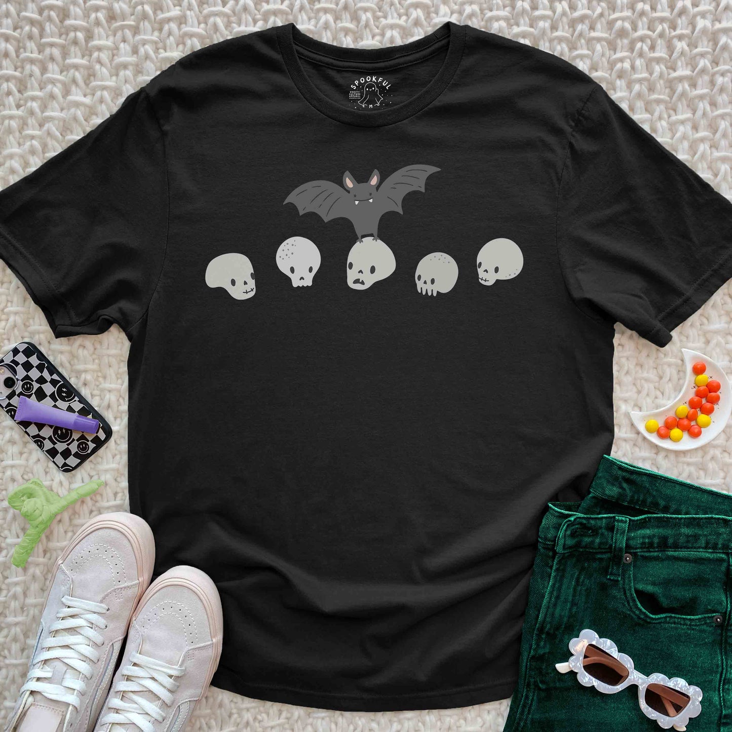Bat Luck Tee - Spooky Skeleton T-Shirt