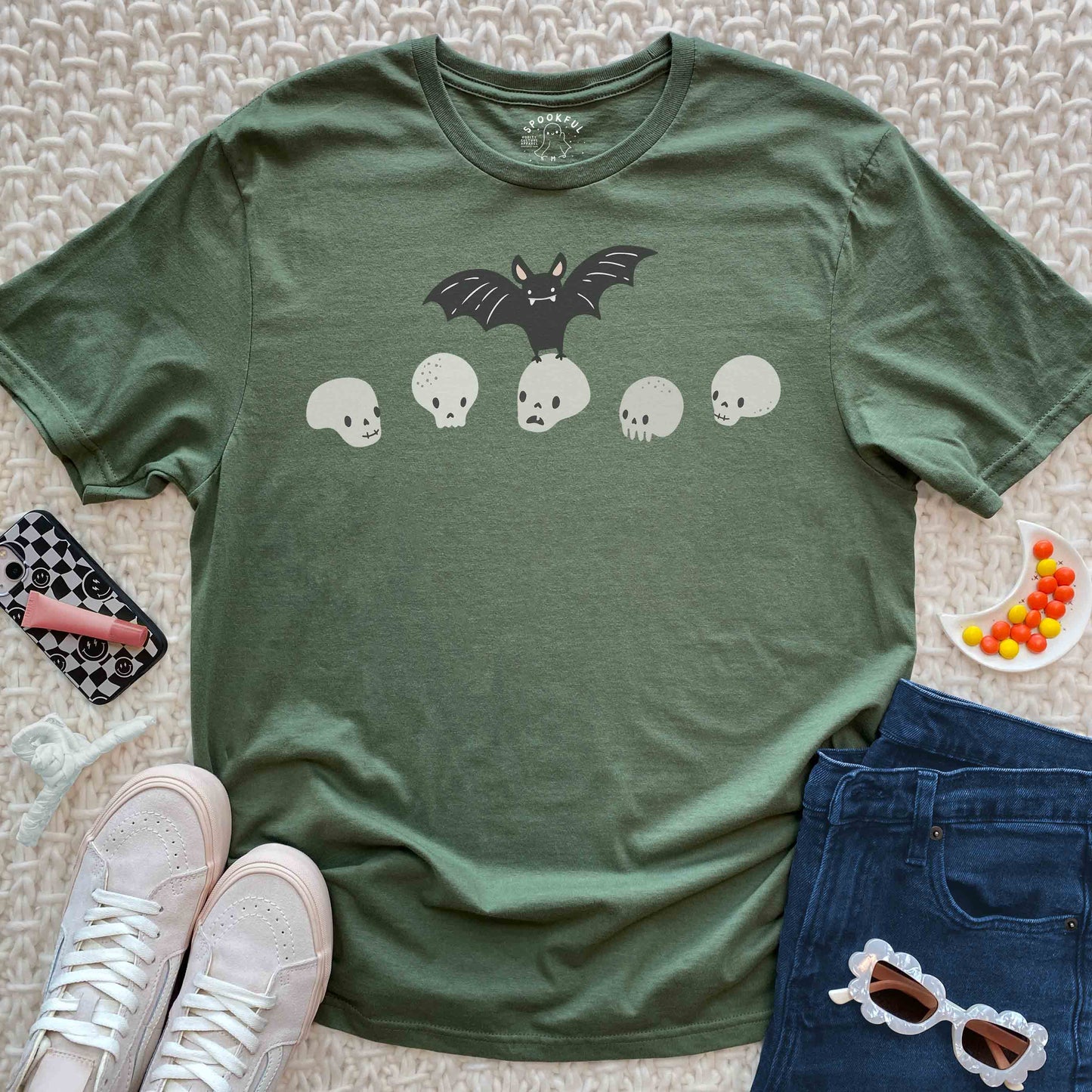 Bat Luck Tee - Spooky Skeleton T-Shirt