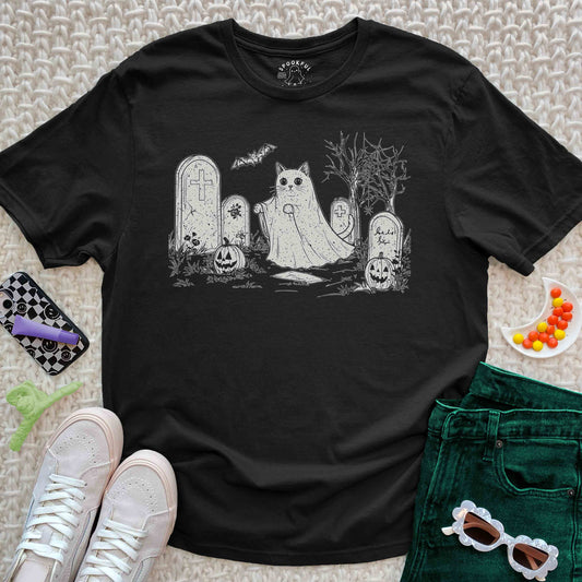 Feline Phantom Tee - Graveyard Cat T-Shirt