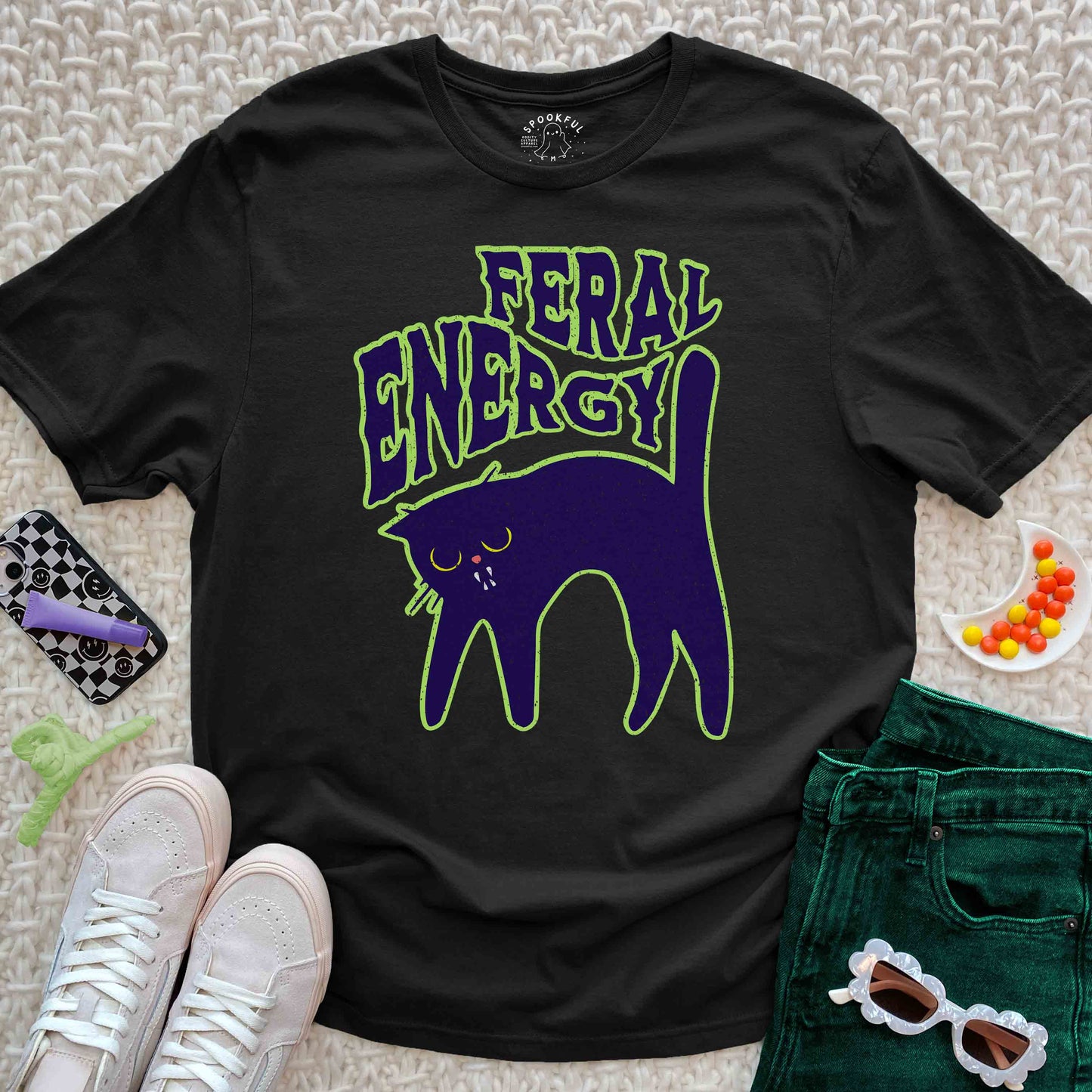 Feral Energy Tee - Spooky Cat T-Shirt