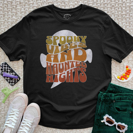 Haunted Nights Tee - Retro Halloween Spooky T-Shirt