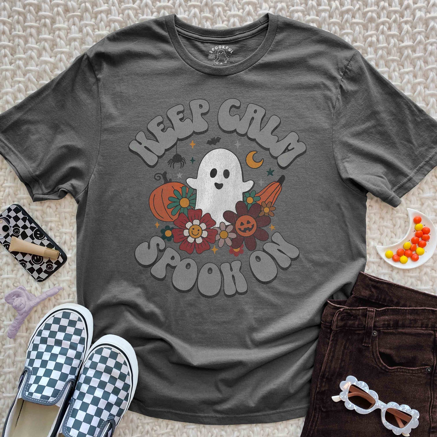 Keep Calm Spook On Tee - Halloween Season Ghost T-Shirt
