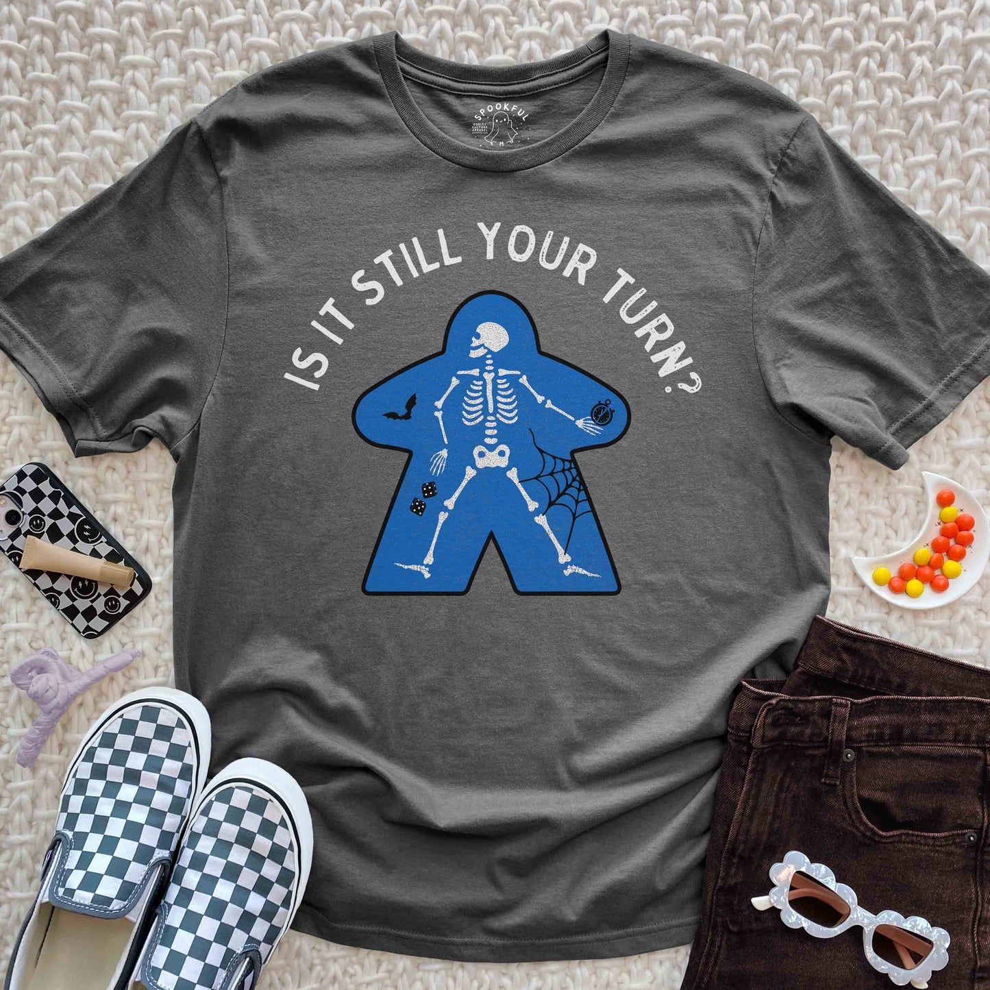 Meeple Macabre Tee - Spooky Gamer T-Shirt