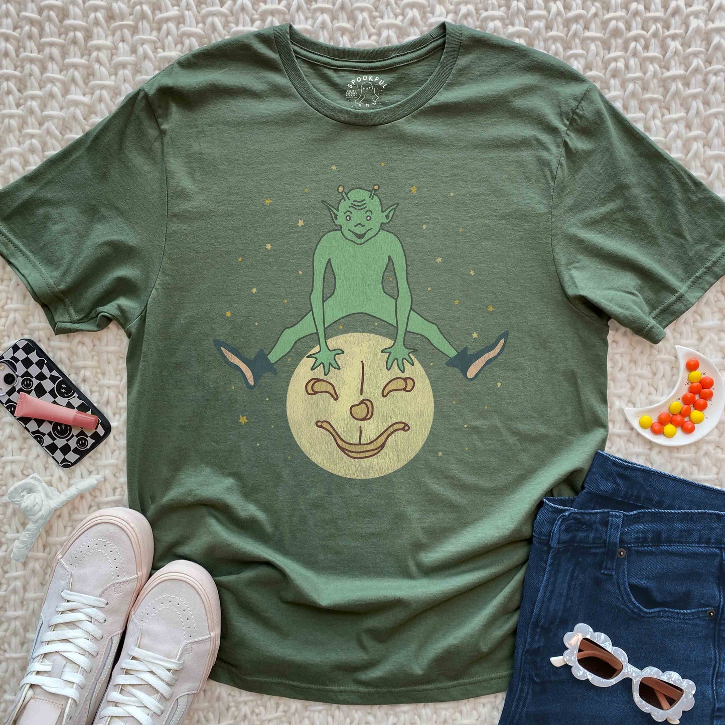 Moon Landing Tee - Retro Cosmic Alien T-Shirt