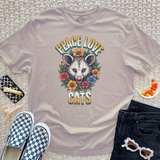 Peace Love Cats Tee - Possum Floral T-Shirt