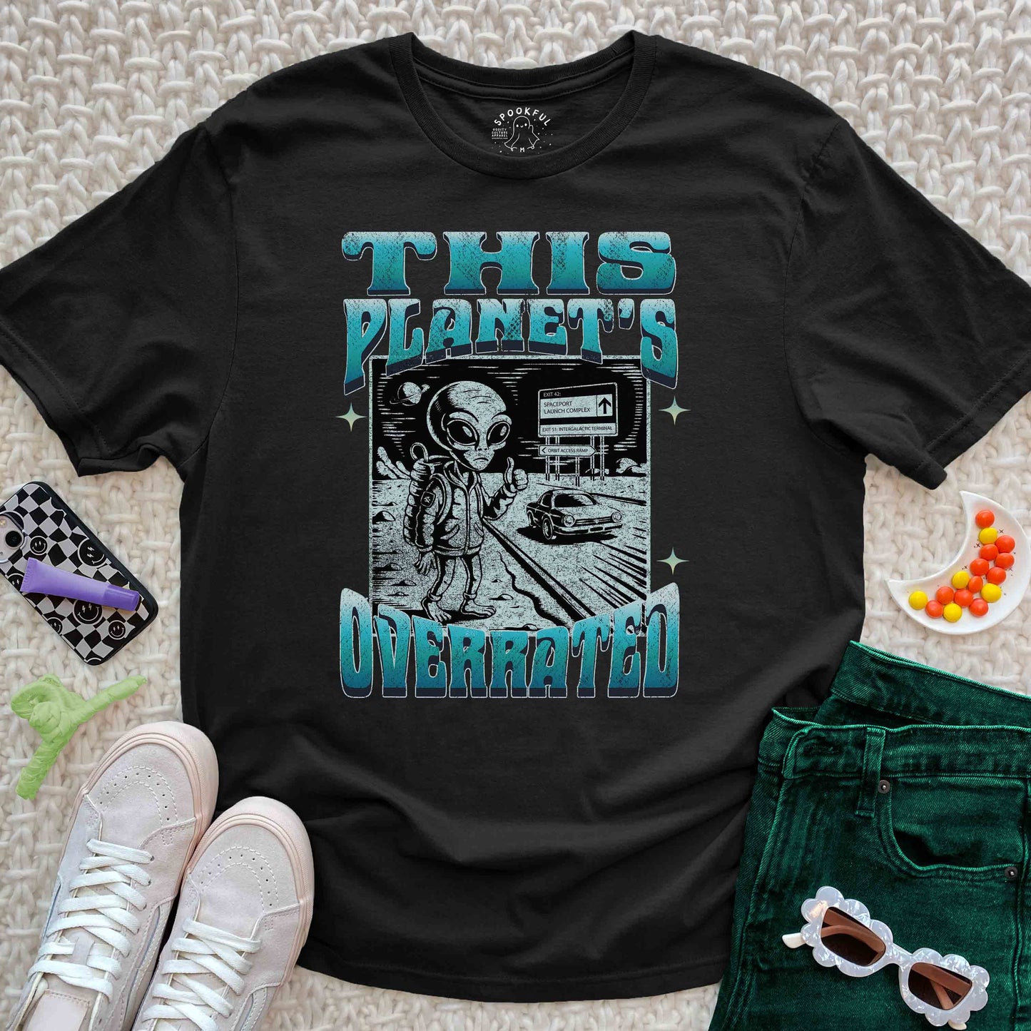 Planet Overrated Tee - Travel Alien T-Shirt