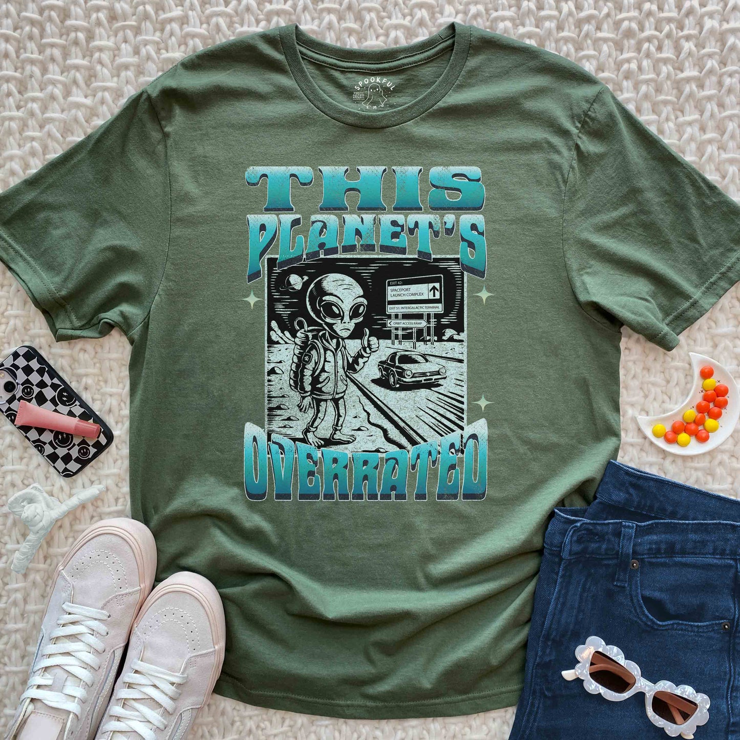 Planet Overrated Tee - Travel Alien T-Shirt